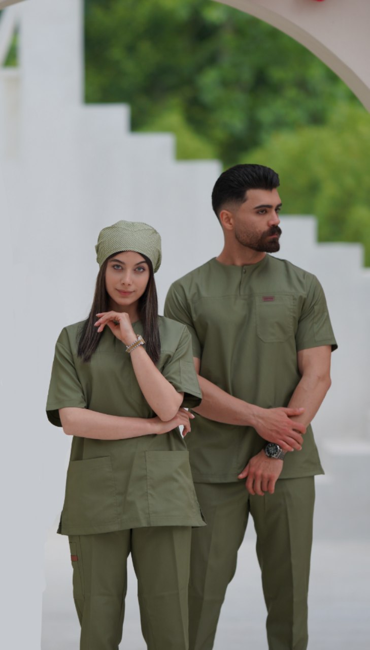 ست اسکراب یقه گرد سبز پسته ای